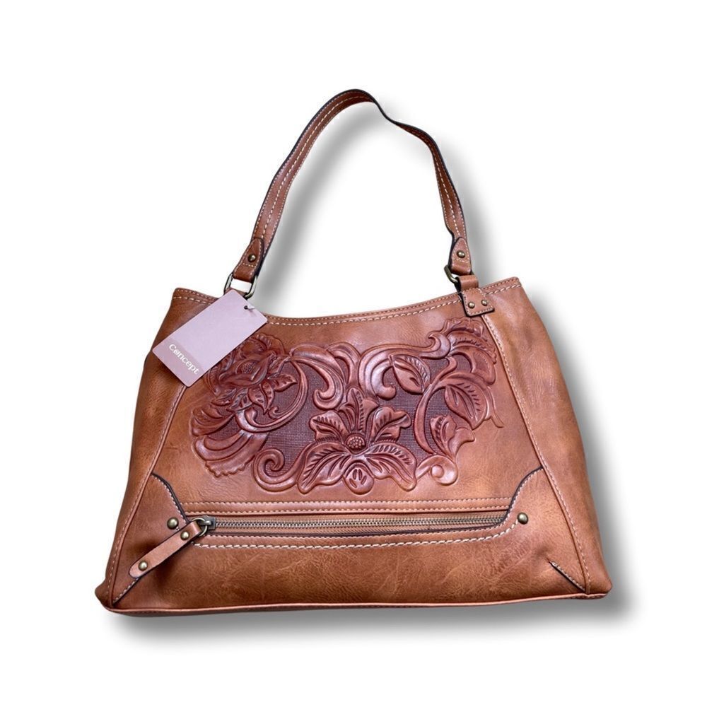 Concept BOTANICA EMBOSSED FEAUX LEATHER SHOULDER BAG